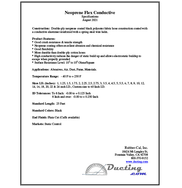 Neoprene Flex Conductive - Hose specs Hose specification form for Neoprene Flex Conductive